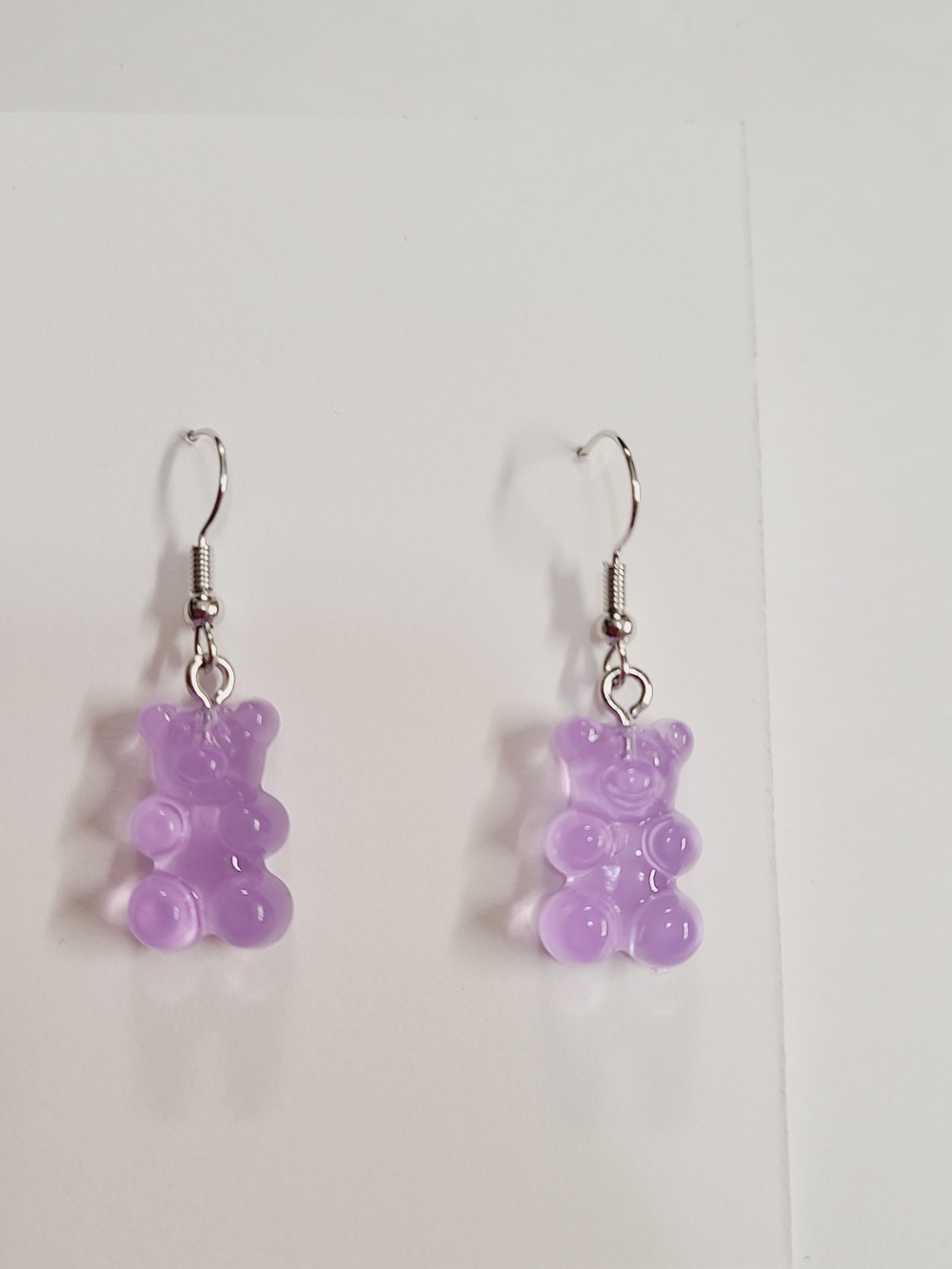 Purple Gummy Bear Dangle Earrings - Cute Resin Jewelry